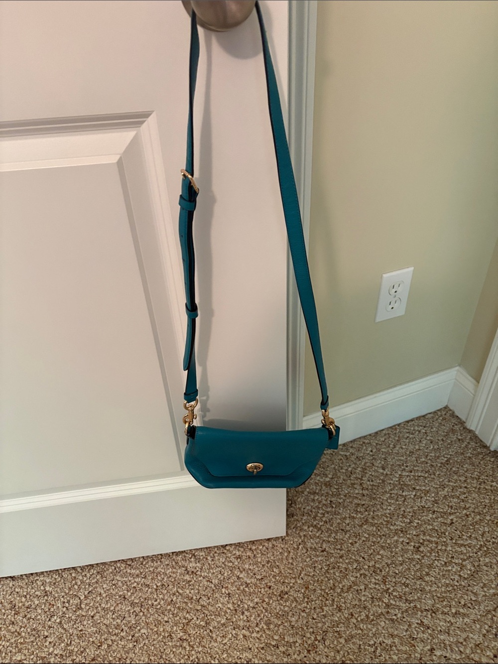 Coach Teal Pebble Leather Crossbody with Turn-Lock - Picture 2 of 4